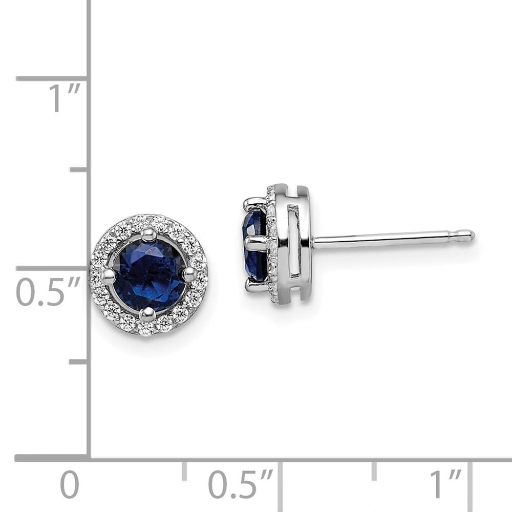 Sterling Silver Brilliant Embers 34 White and Blue Halo CZ Earrings, view 4 of 4