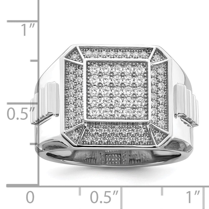 Sterling Silver Brilliant Embers 89 Stone Micro Pavé CZ Men's Ring