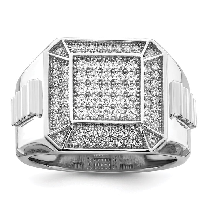Sterling Silver Brilliant Embers 89 Stone Micro Pavé CZ Men's Ring