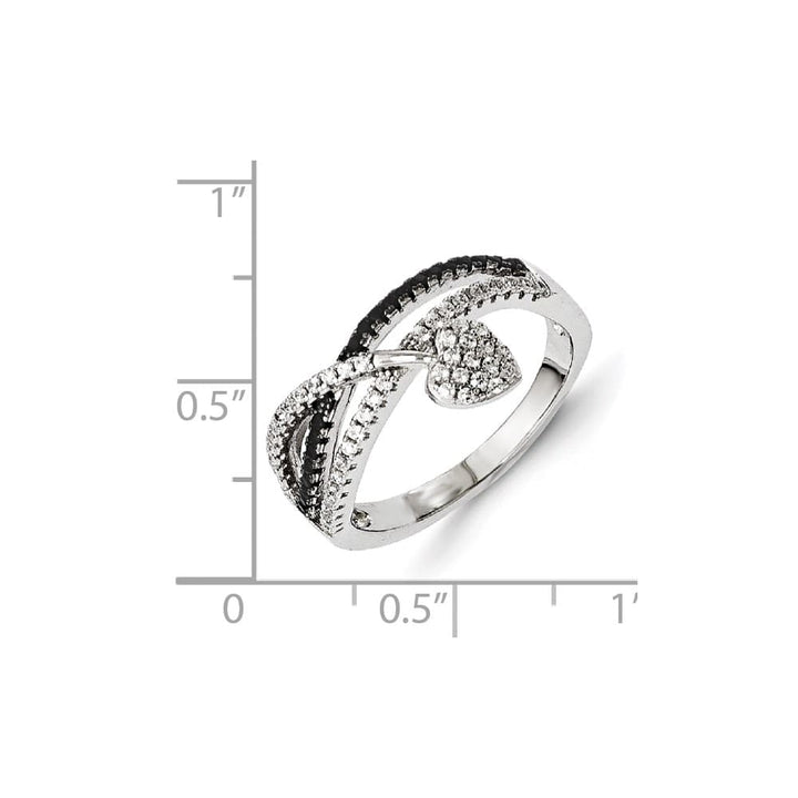 Sterling Silver Brilliant Embers Black Spinel & CZ Heart Ring