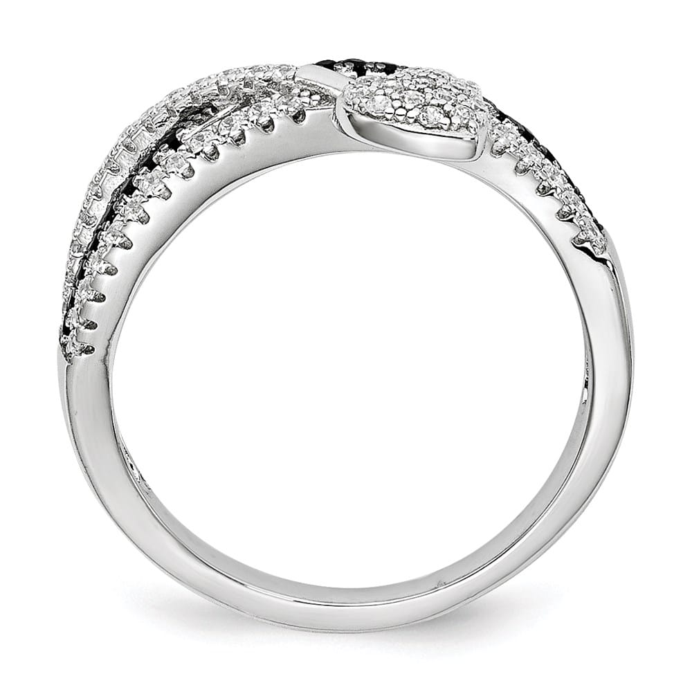 Sterling Silver Brilliant Embers Black Spinel & CZ Heart Ring