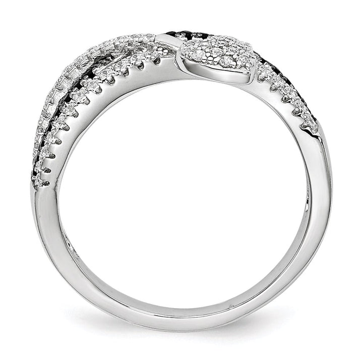 Sterling Silver Brilliant Embers Black Spinel & CZ Heart Ring
