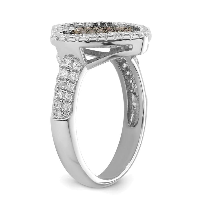 Sterling Silver Brilliant Embers Brown & Clear CZ Heart Ring