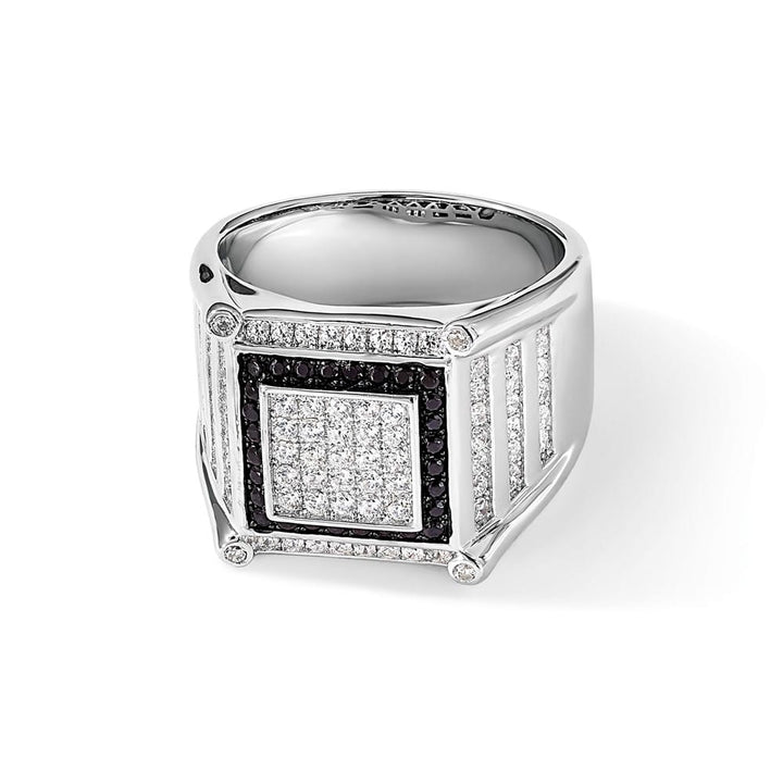 Sterling Silver Brilliant Embers CZ Black and White Men's Ring