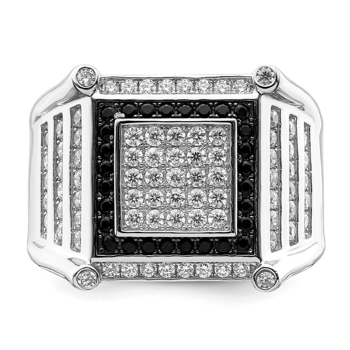 Sterling Silver Brilliant Embers CZ Black and White Men's Ring