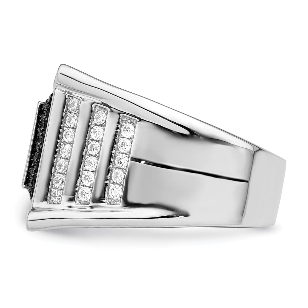 Sterling Silver Brilliant Embers CZ Black and White Men's Ring