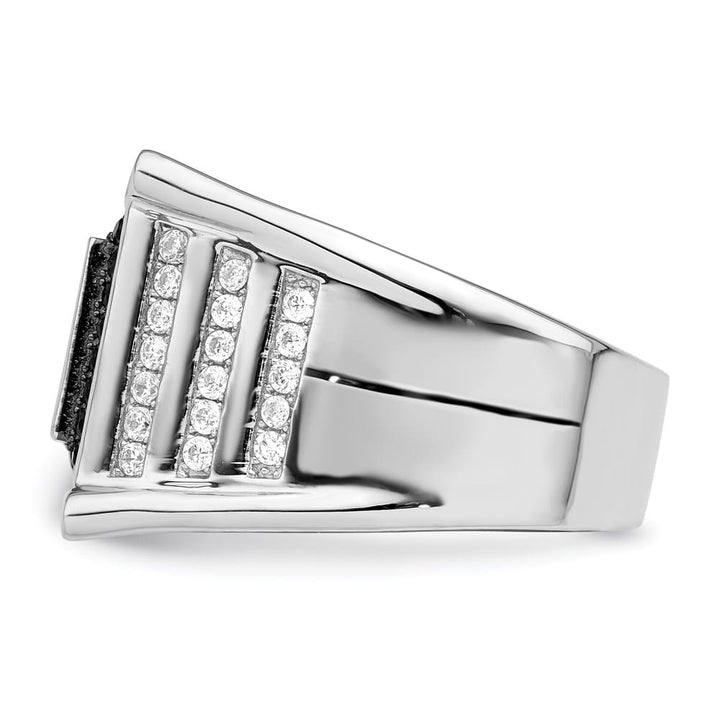 Sterling Silver Brilliant Embers CZ Black and White Men's Ring