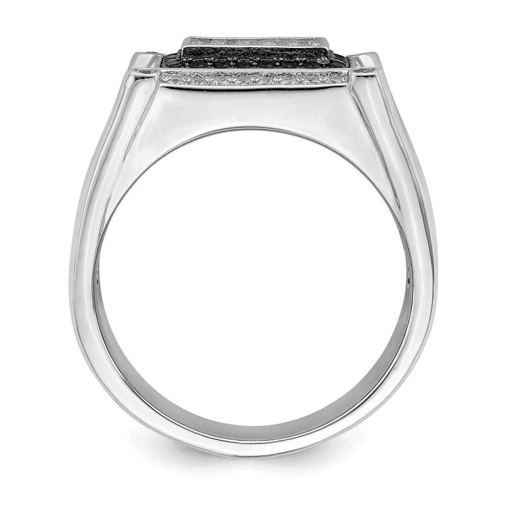 Sterling Silver Brilliant Embers CZ Black and White Men's Ring