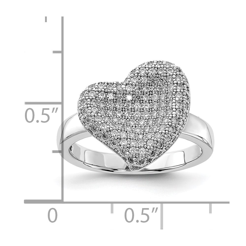 Sterling Silver Brilliant Embers CZ Fancy Polished Heart Ring