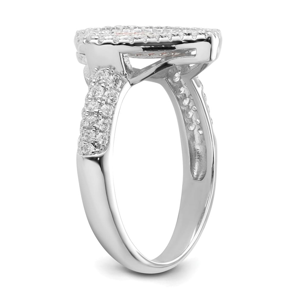 Sterling Silver Brilliant Embers Pink & Clear CZ Heart Ring