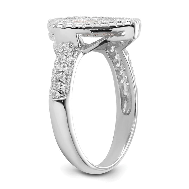 Sterling Silver Brilliant Embers Pink & Clear CZ Heart Ring