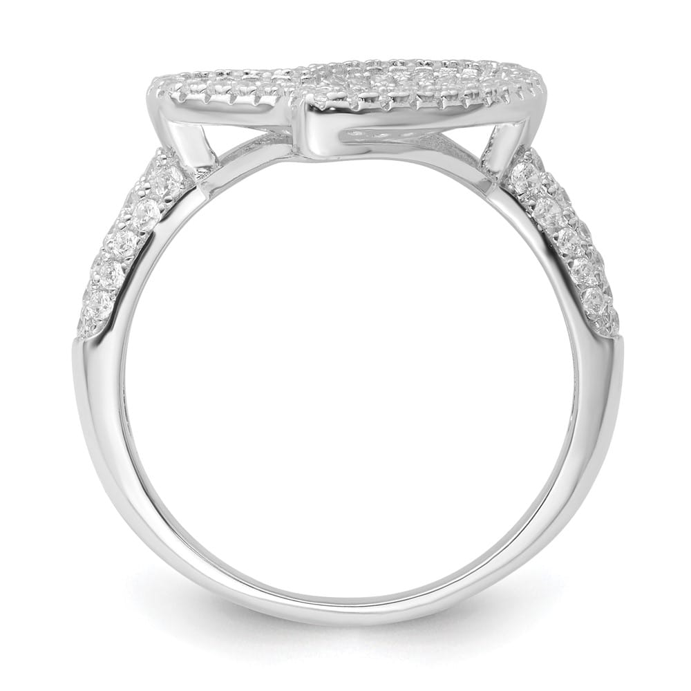 Sterling Silver Brilliant Embers Pink & Clear CZ Heart Ring