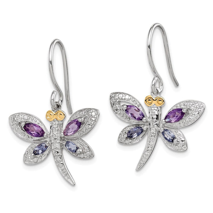 Sterling Silver Brilliant Gemstones Dragonfly Earrings, view 2 of 5