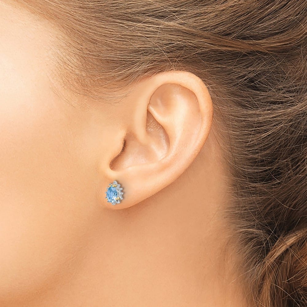 Sterling Silver Brilliant Gemstones Sky Blue Topaz Post Earrings, view 3 of 5