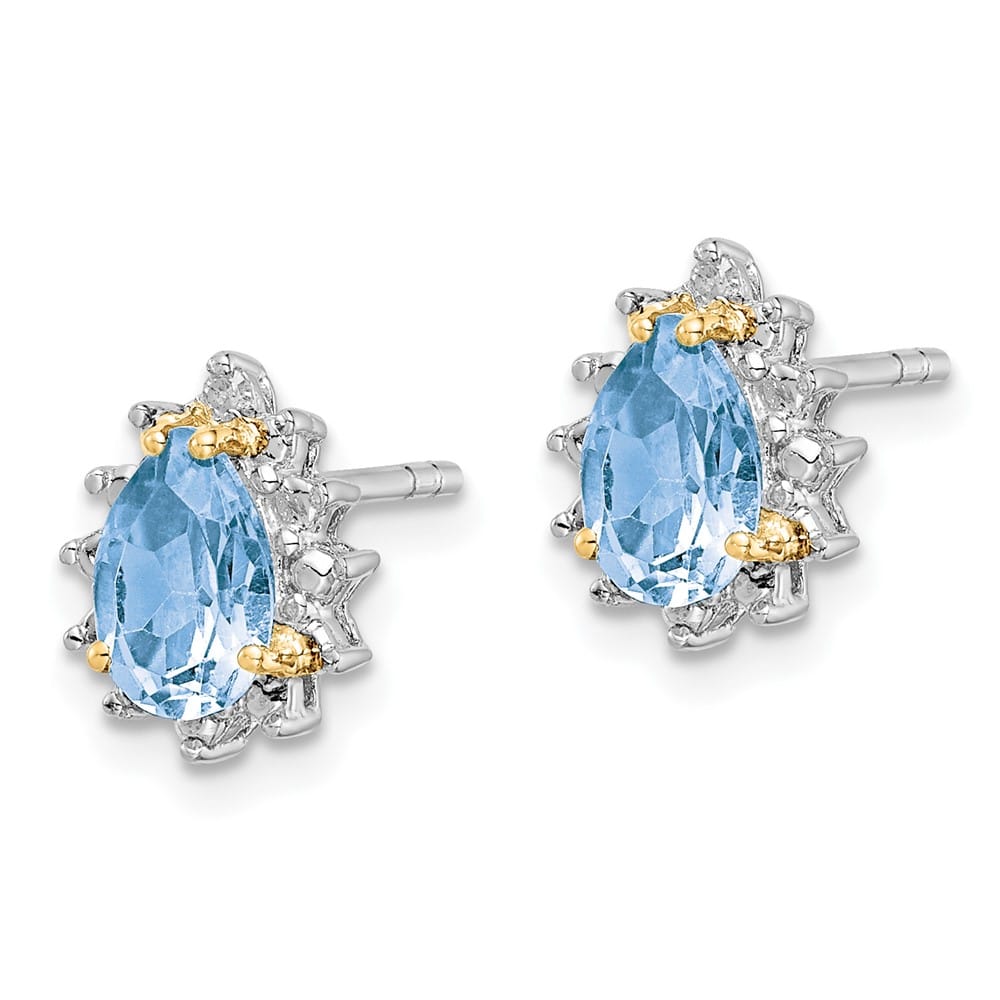 Sterling Silver Brilliant Gemstones Sky Blue Topaz Post Earrings, view 2 of 5