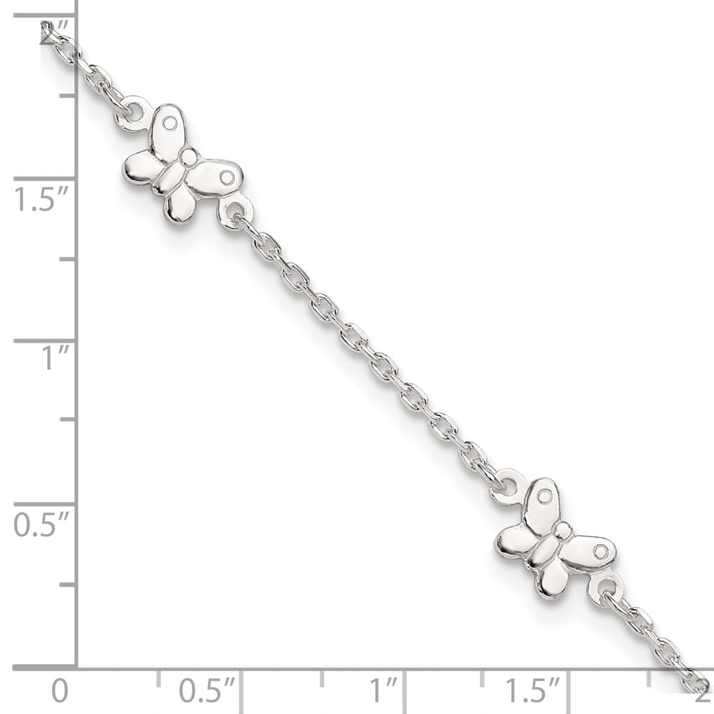 Sterling Silver Butterflies on Cable Link Anklet