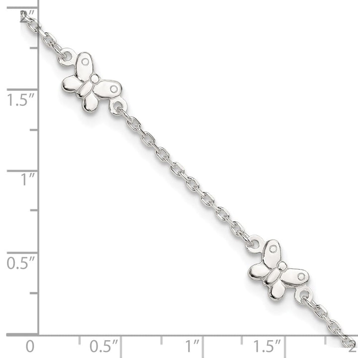 Sterling Silver Butterflies on Cable Link Anklet