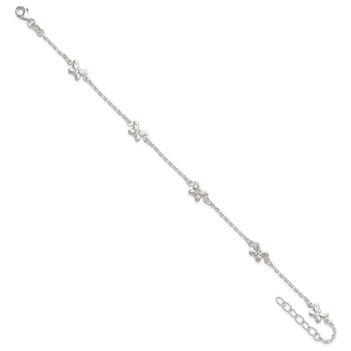 Sterling Silver Butterflies on Cable Link Anklet