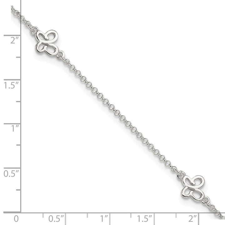 Sterling Silver Butterflies on Rolo Link Anklet