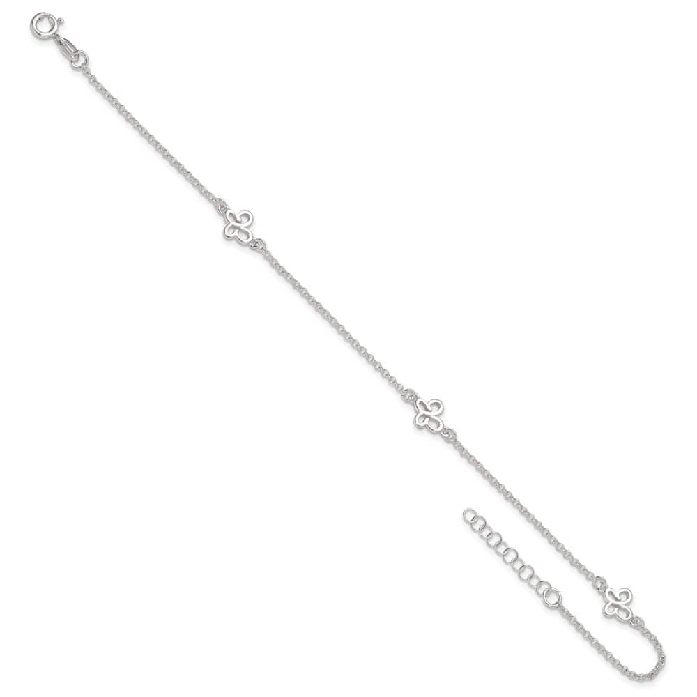 Sterling Silver Butterflies on Rolo Link Anklet