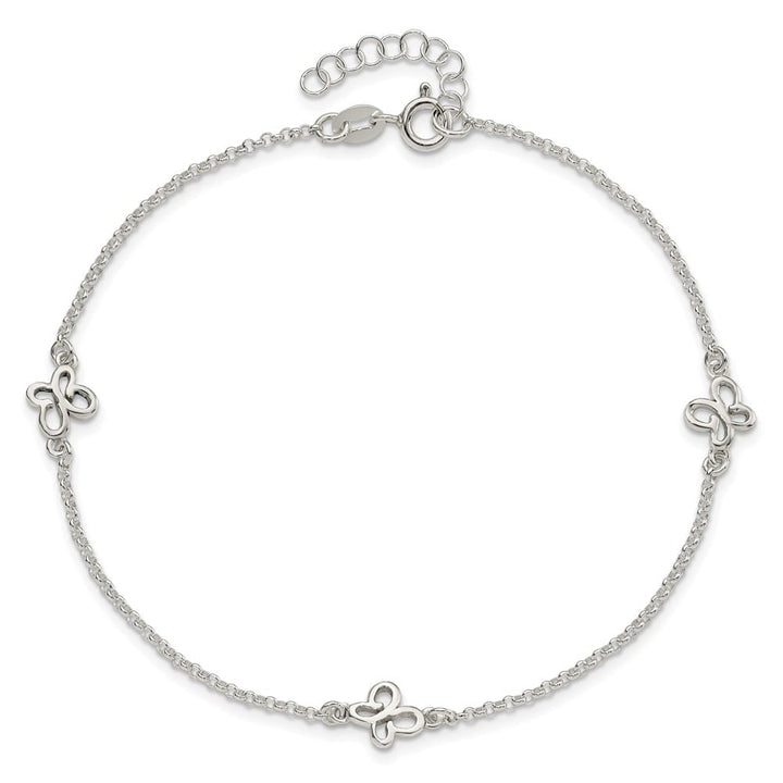 Sterling Silver Butterflies on Rolo Link Anklet