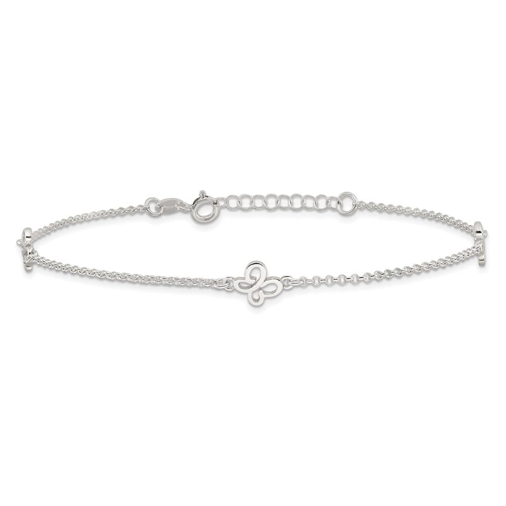 Sterling Silver Butterflies on Rolo Link Anklet