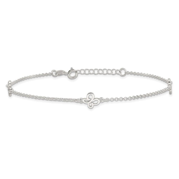 Sterling Silver Butterflies on Rolo Link Anklet