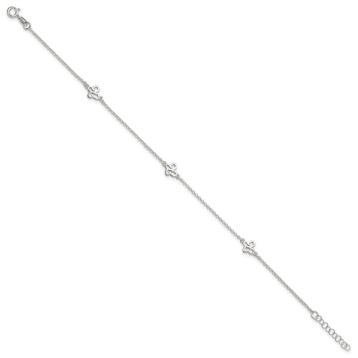 Sterling Silver Butterflies on Rolo Link Anklet