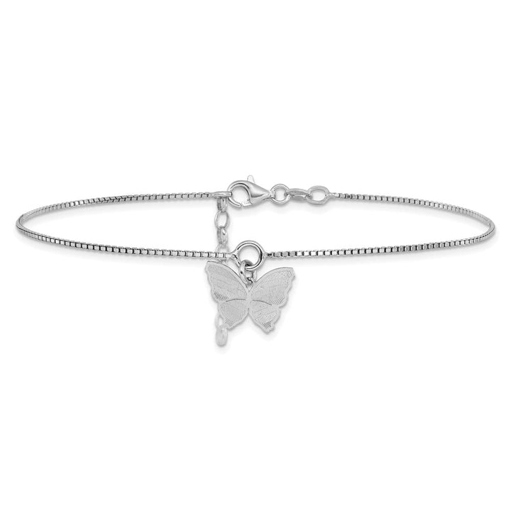 Sterling Silver Butterfly Charm Anklet