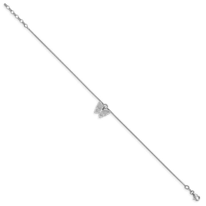 Sterling Silver Butterfly Charm Anklet