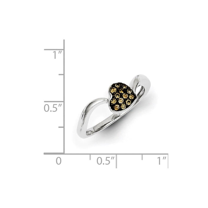 Sterling Silver Champagne Diamond Small Heart Ring Stock Size 6 Ring Are Refundable