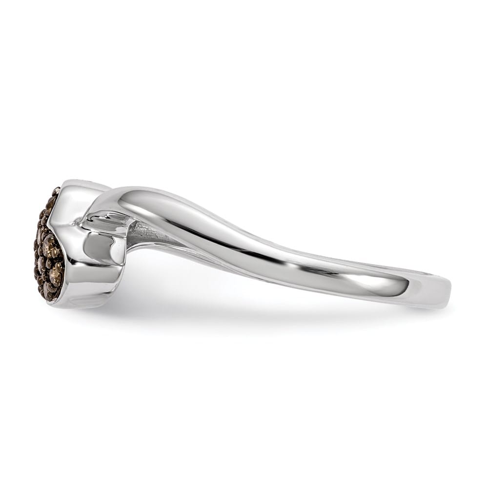 Sterling Silver Champagne Diamond Small Heart Ring Stock Size 6 Ring Are Refundable