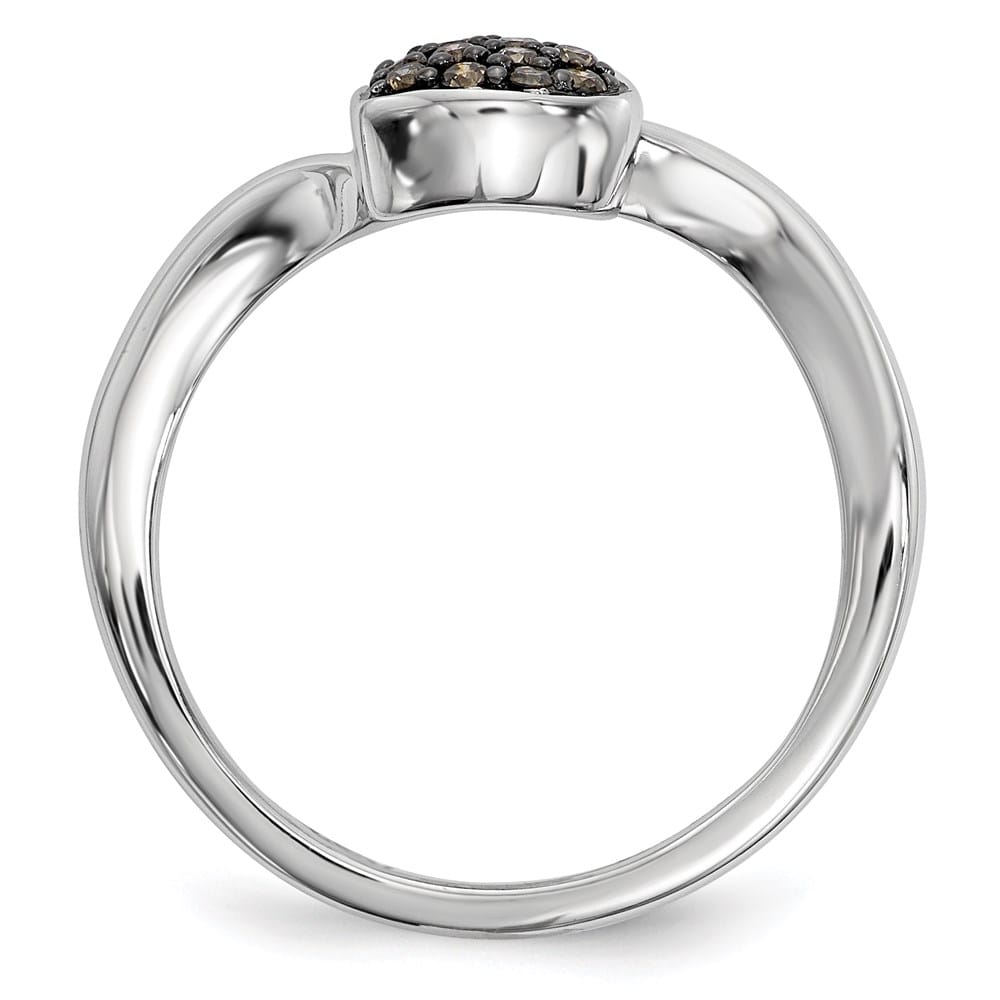 Sterling Silver Champagne Diamond Small Heart Ring Stock Size 6 Ring Are Refundable