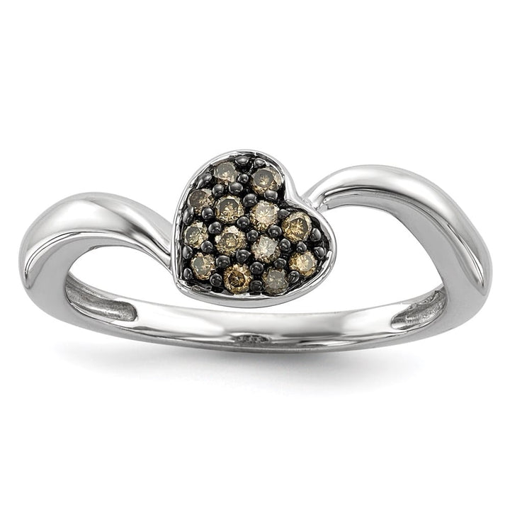 Sterling Silver Champagne Diamond Small Heart Ring Stock Size 6 Ring Are Refundable