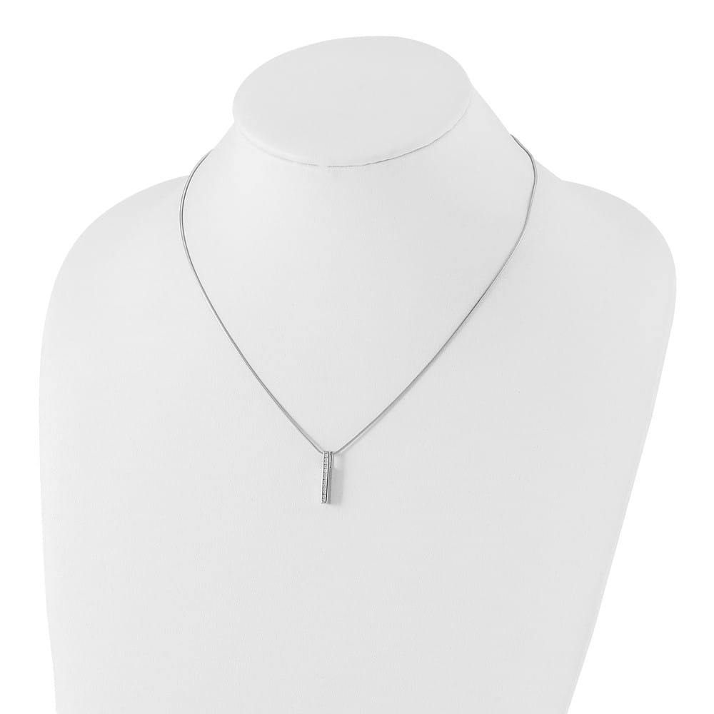 Sterling Silver Channel-set Diamond Vertical Bar 20 inch Necklace
