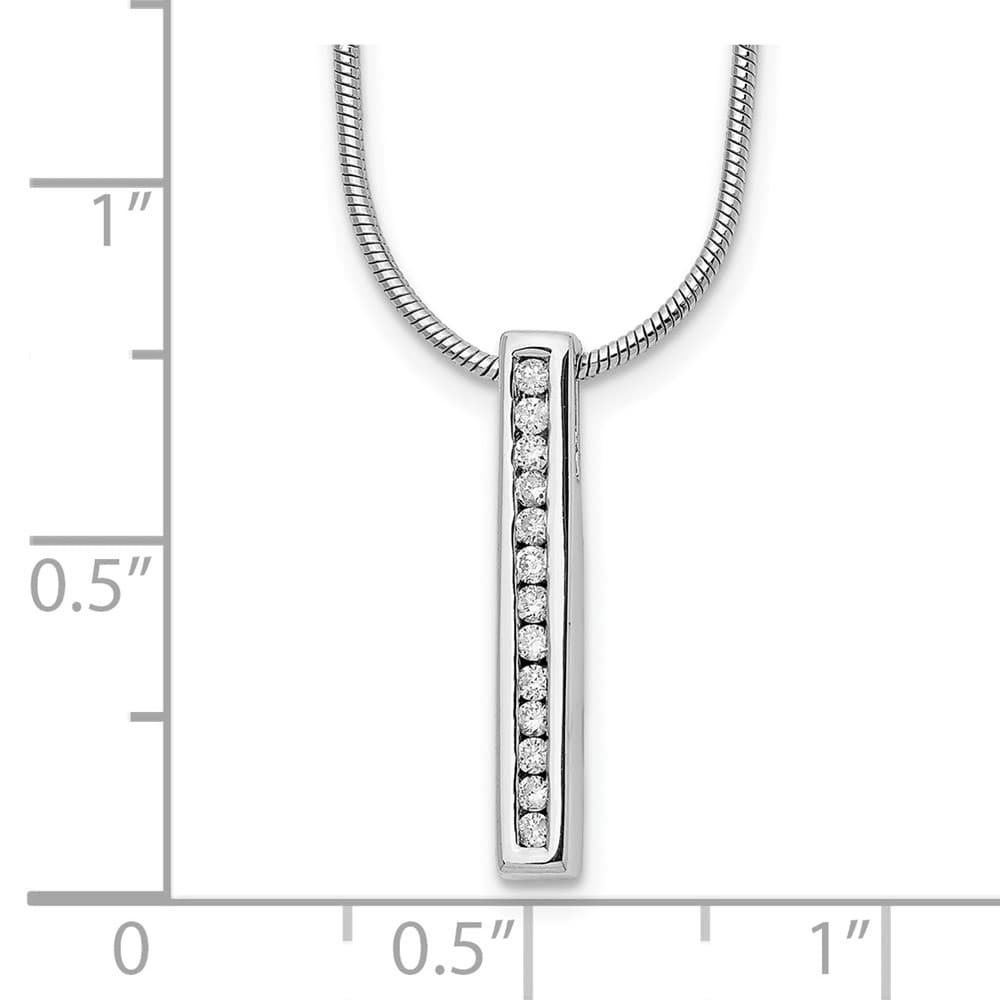Sterling Silver Channel-set Diamond Vertical Bar 20 inch Necklace