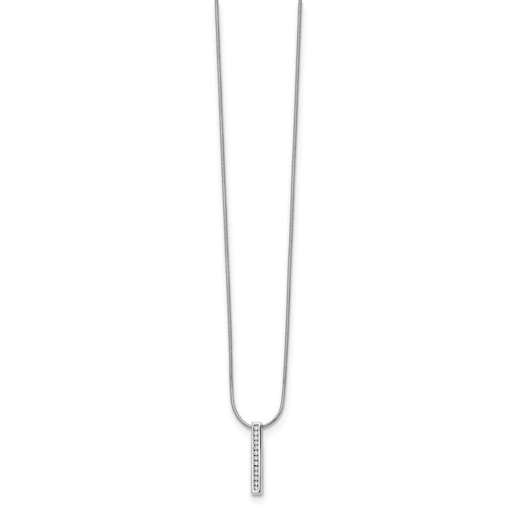 Sterling Silver Channel-set Diamond Vertical Bar 20 inch Necklace