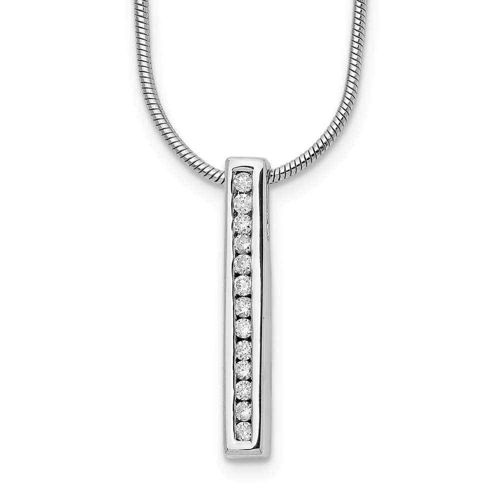 Sterling Silver Channel-set Diamond Vertical Bar 20 inch Necklace