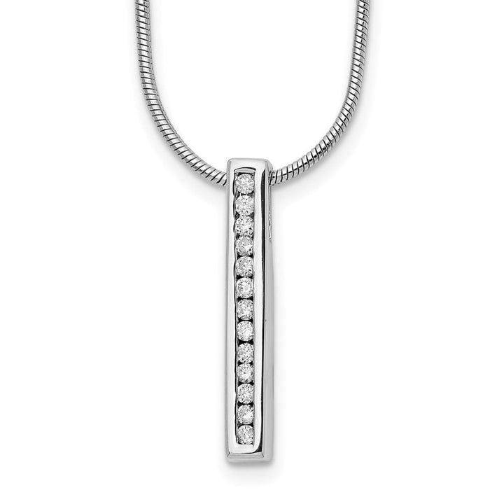 Sterling Silver Channel-set Diamond Vertical Bar 20 inch Necklace