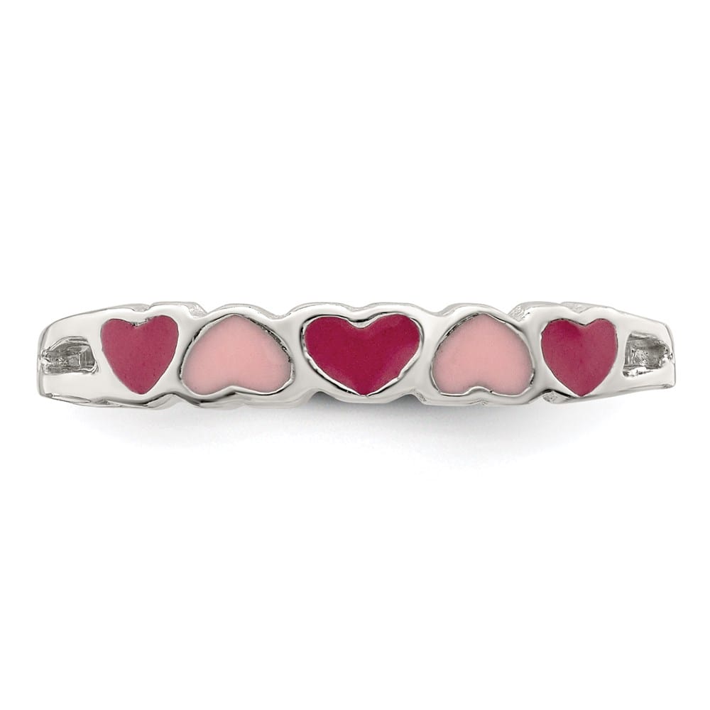 Sterling Silver Children's Enameled Hearts Ring