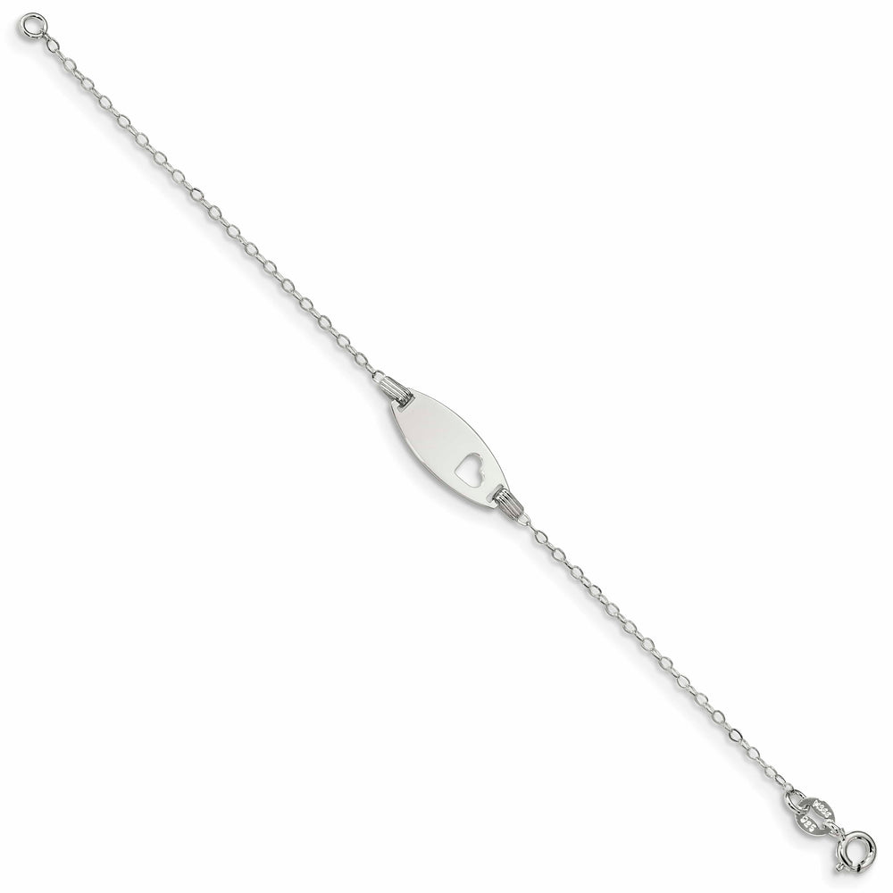 Sterling Silver Children's ID with Heart Bracelet 5.5 Inch