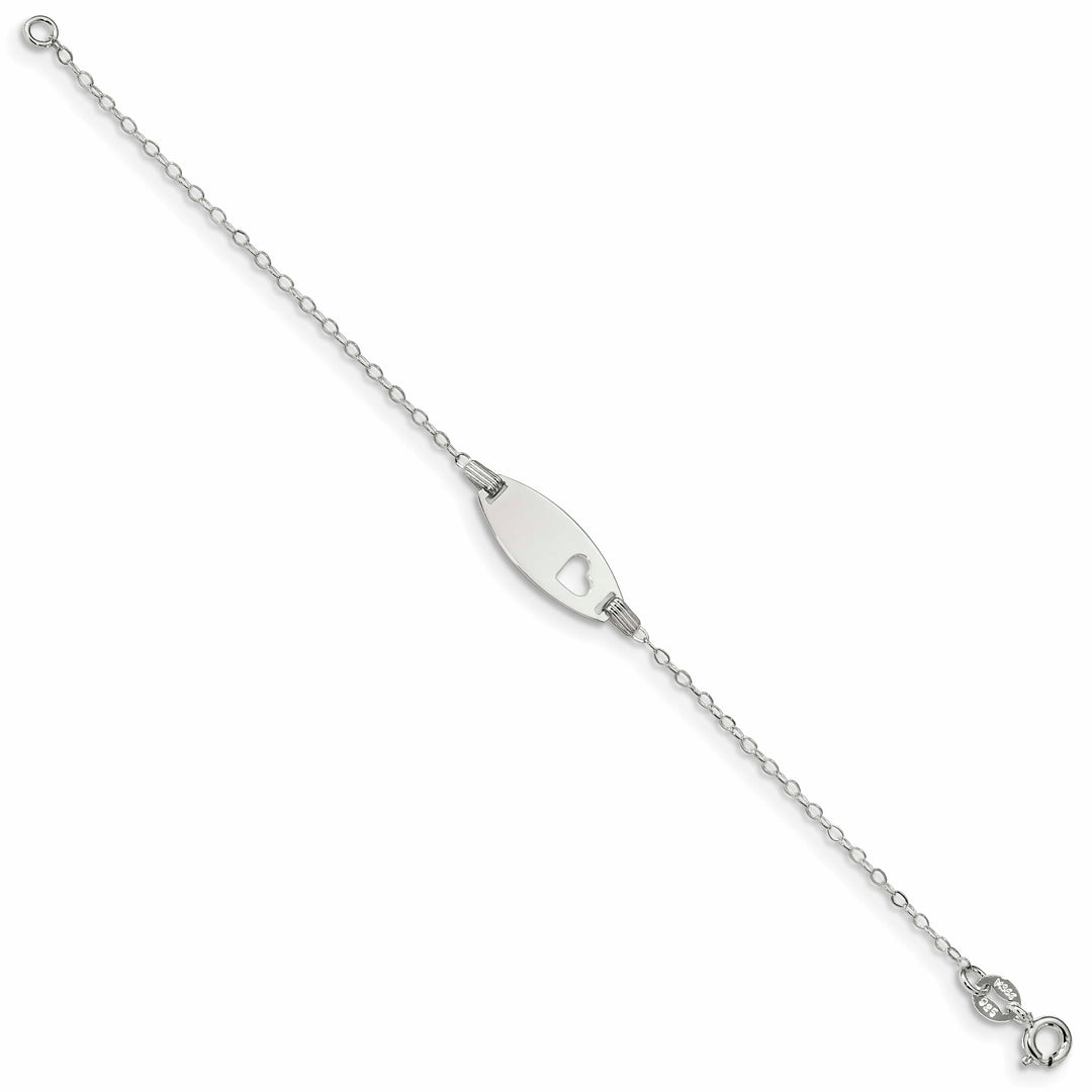 Sterling Silver Children's ID with Heart Bracelet 5.5 Inch