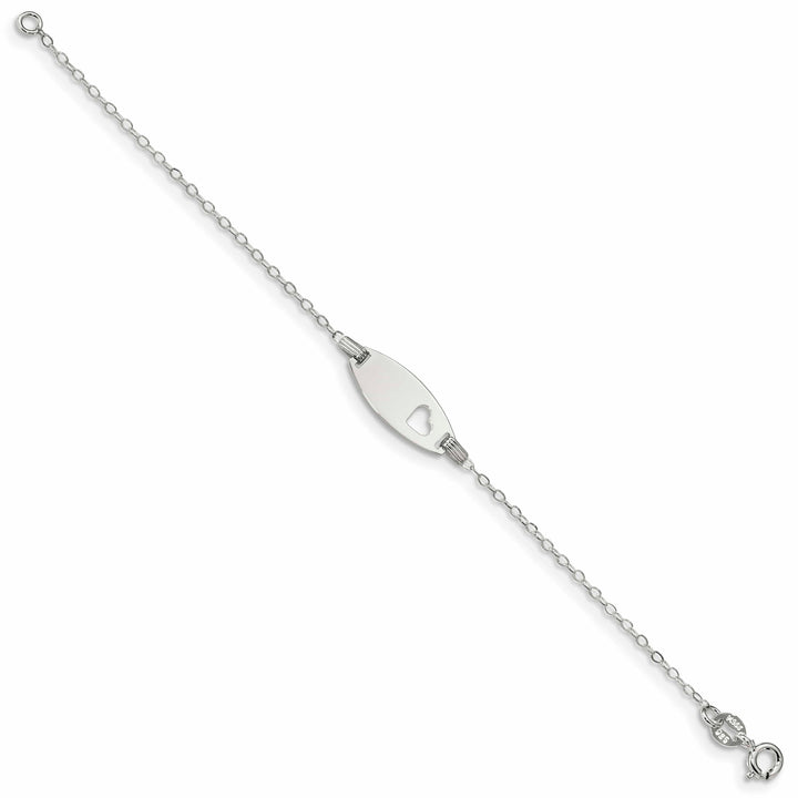 Sterling Silver Children's ID with Heart Bracelet 5.5 Inch
