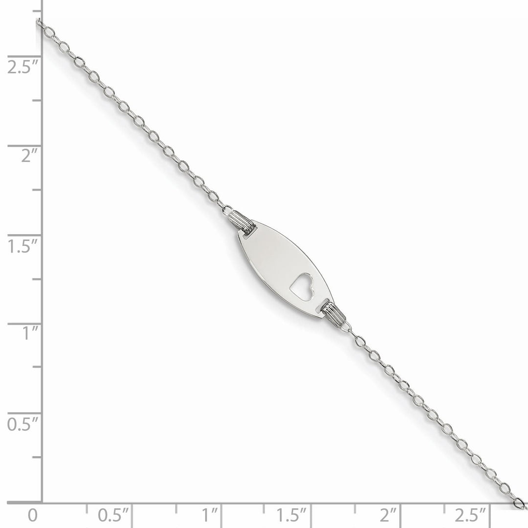 Sterling Silver Children's ID with Heart Bracelet 5.5 Inch
