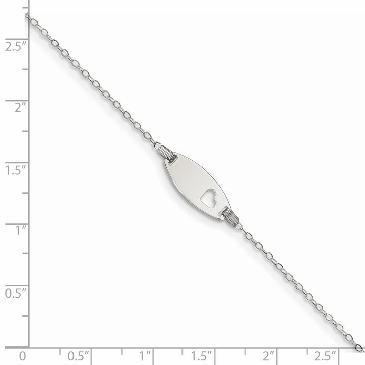 Sterling Silver Children's ID with Heart Bracelet 5.5 Inch