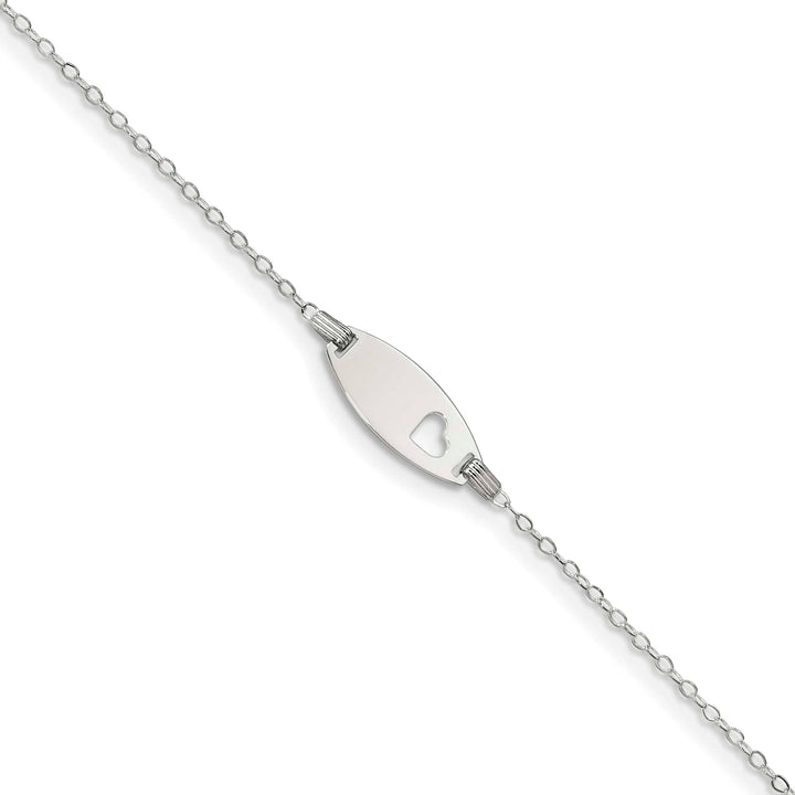 Sterling Silver Children's ID with Heart Bracelet 5.5 Inch