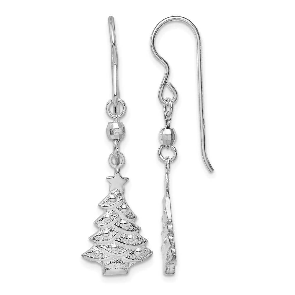 Sterling Silver Christmas Tree Dangle Earrings, view 1 of 4