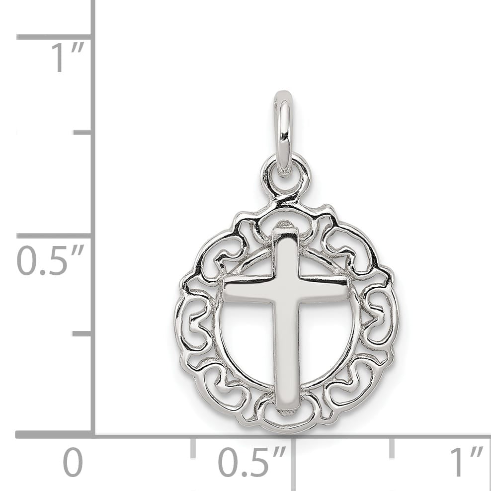Sterling Silver Circle and Cross Pendant
