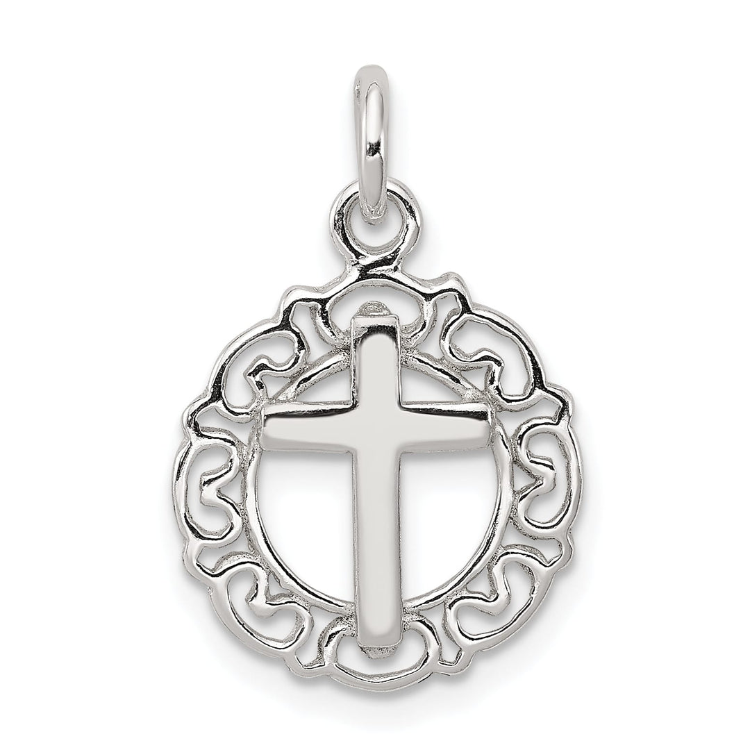 Sterling Silver Circle and Cross Pendant