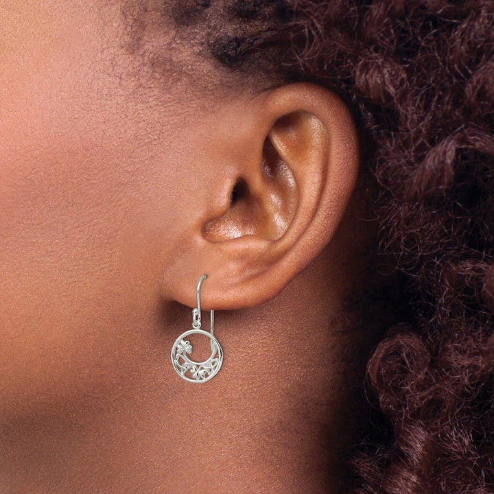 Sterling Silver Circle Clover/Celtic Knot Dangle Earrings, view 3 of 4